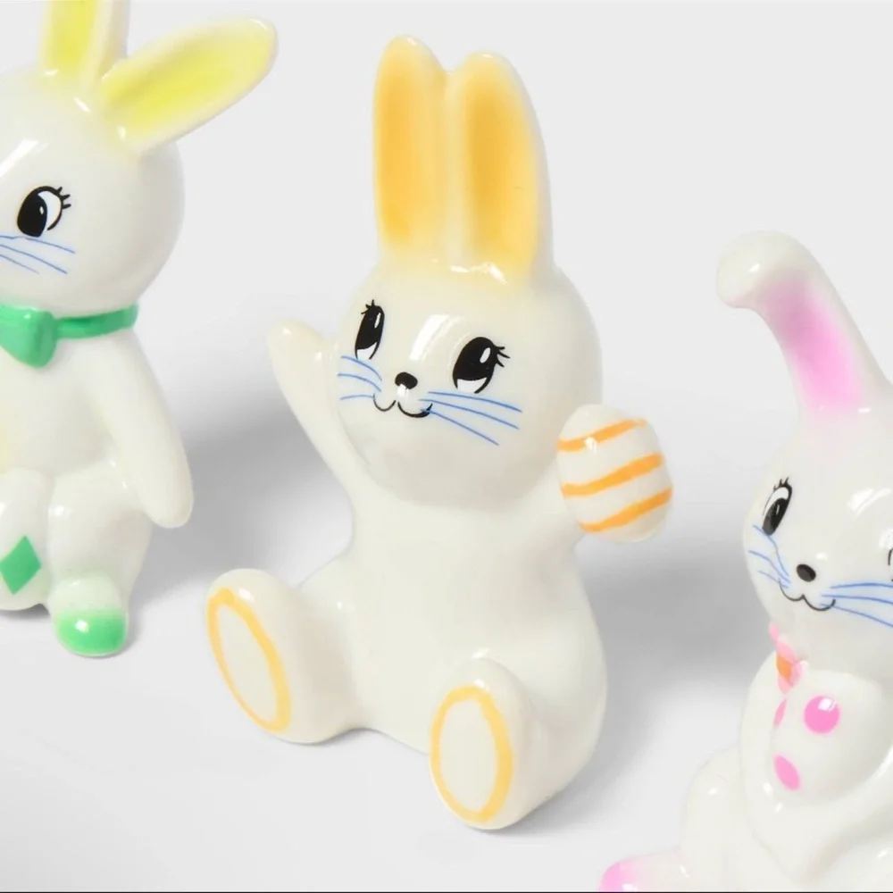 New Target Spritz 3pk Polyresin Easter Bunny Set-White, Yellow & Pink